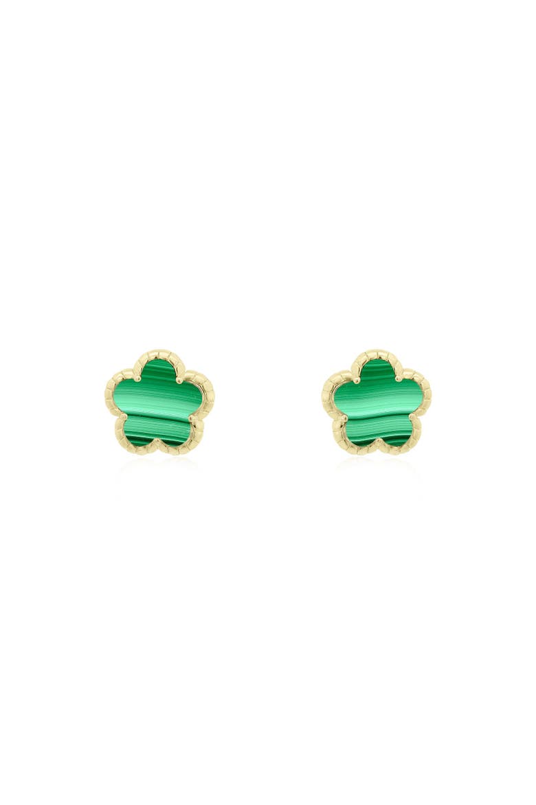 Malachite Spring Flower Stud Earrings, Alternate, color, Malachite