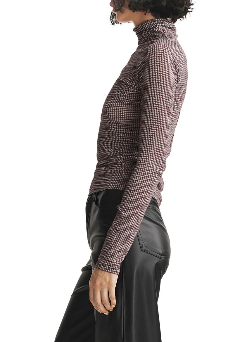 Shaw Geo Print Paneled Funnel Neck Top, Main, color, PINK PLAID