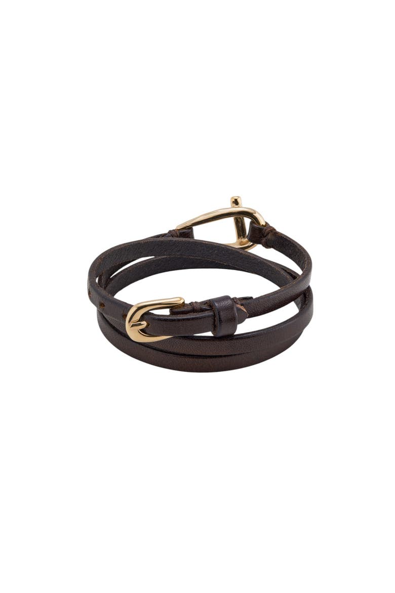 Leather Link Bracelet, Alternate, color, Gold