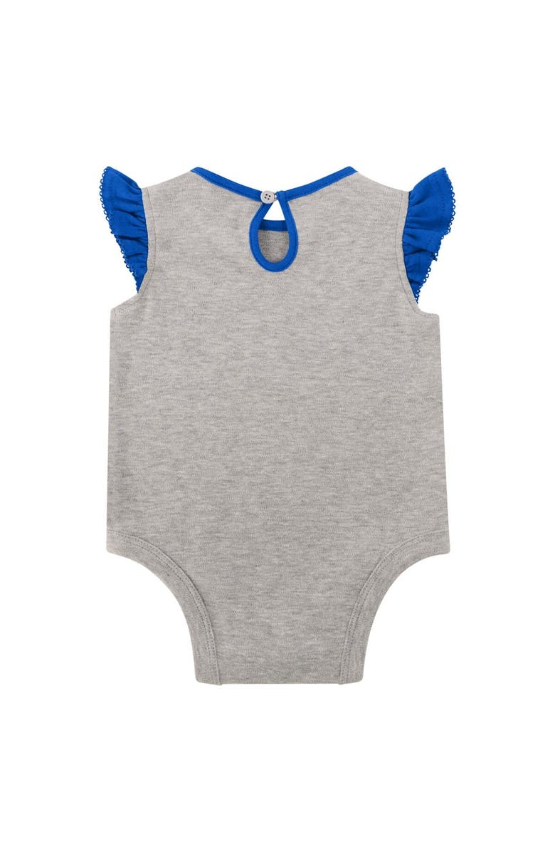 Outerstuff Girls Infant Heather Gray/Royal Los Angeles Rams All Dolled Up Three-Piece Bodysuit, Skirt & Booties Set, Alternate, color, Heather Gray