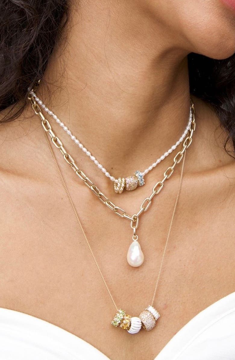 Adina Reyter Freshwater Pearl Charm, Alternate, color, Yellow Gold