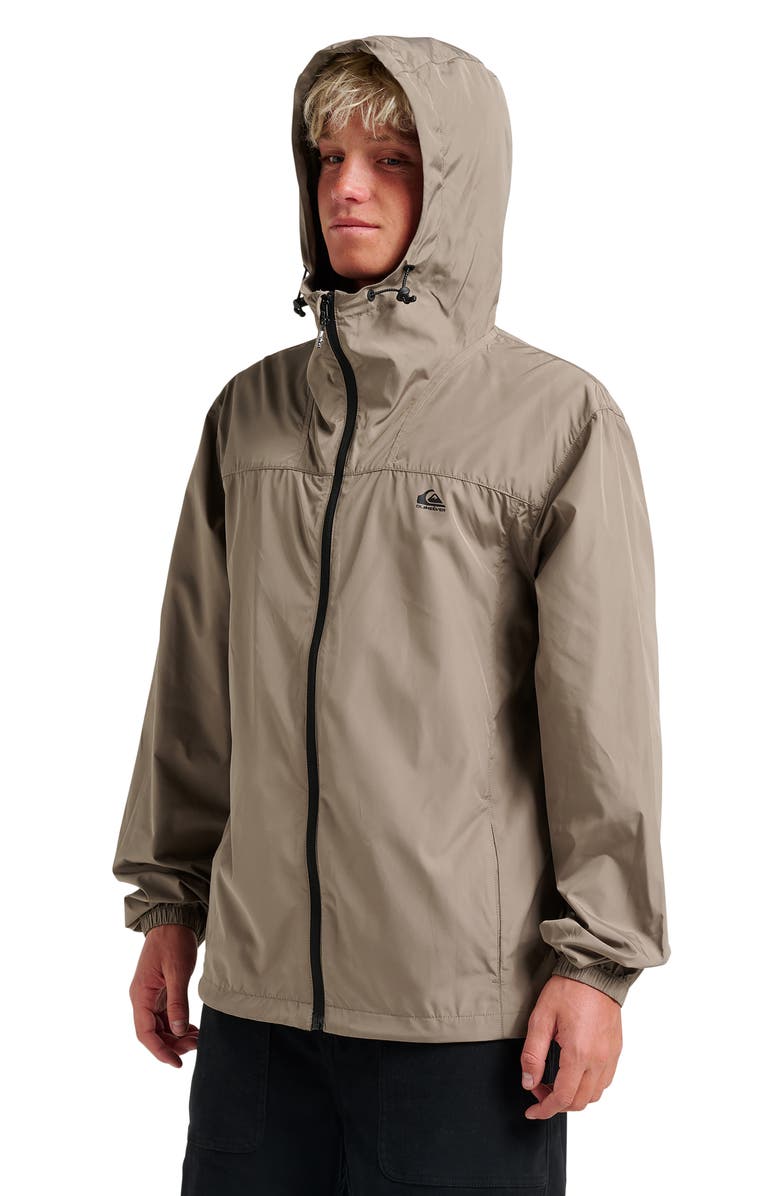 Quiksilver Overcast Water Repellent Hooded Windbreaker, Alternate, color, Fallen Rock