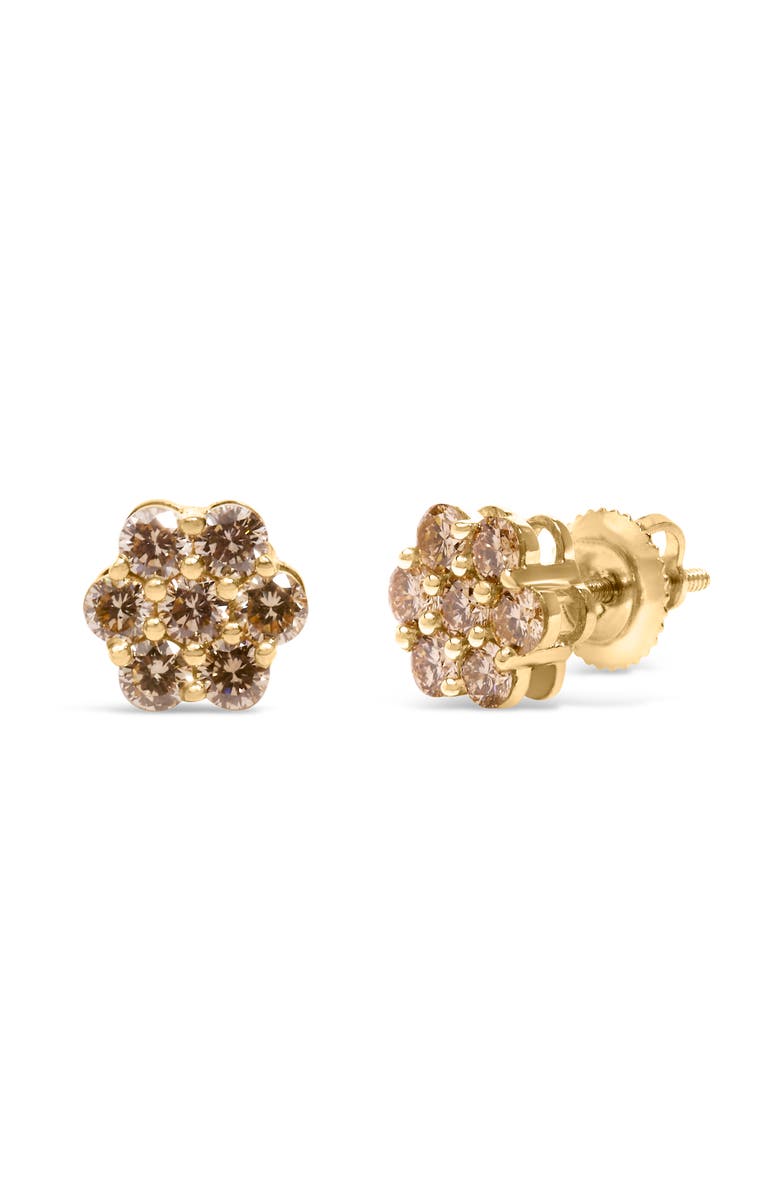 Haus of Brilliance 14K Yellow Gold 1.0 Ct Diamond Floral Stud Earrings, Alternate, color, Yellow