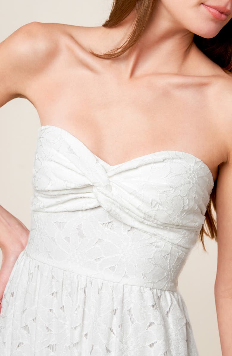 FLYING TOMATO Strapless Lace Maxi Dress, Alternate, color, 