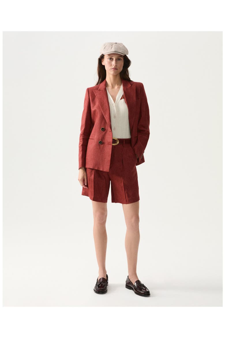 Bastien Classic Linen Jacket, Alternate, color, Burgundy