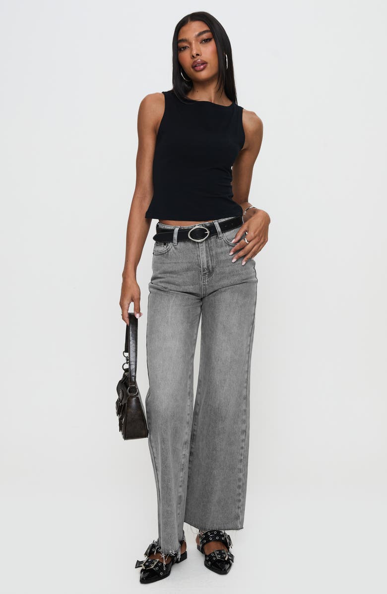 Princess Polly Henesey Raw Hem Straight Leg Jeans, Alternate, color, Washed Grey