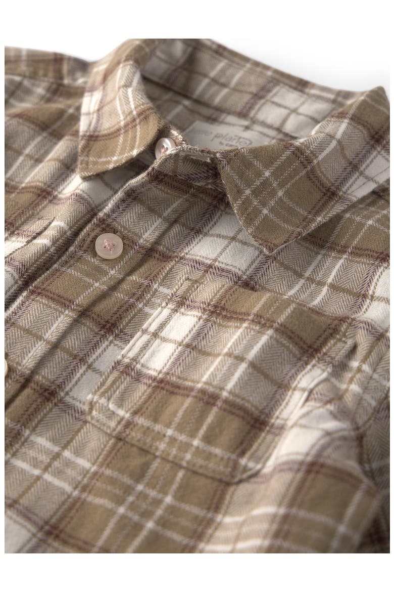 Kids' Organic Cotton Flannel Shirt, Alternate, color, LP OLIVE PLAID