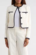 Veronica Beard Beale Contrast Detail Cotton Blend Tweed Jacket