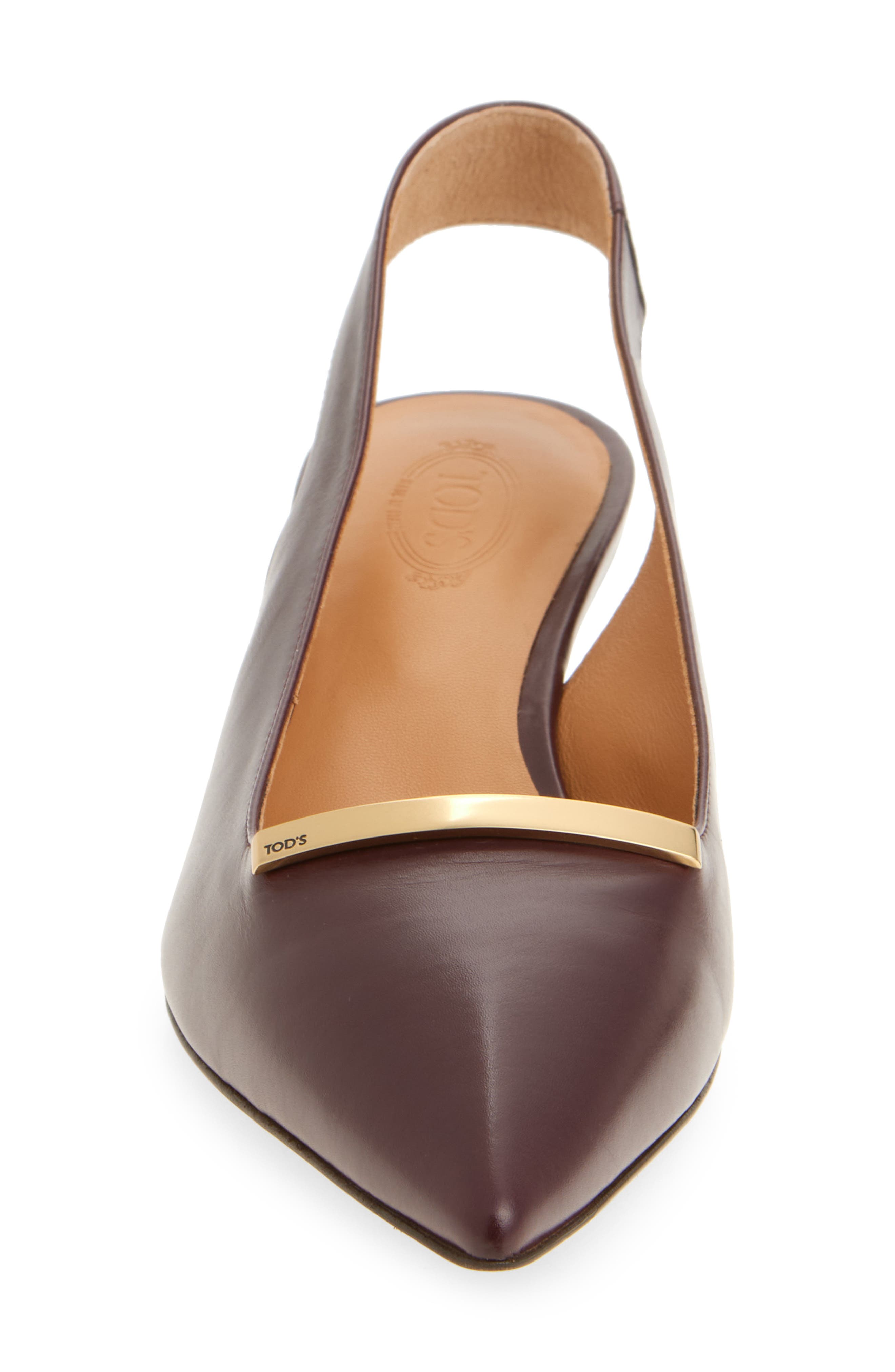 Tod's Pointed Toe Kitten Heel Slingback Pump, Alternate, color, Kraft Chiaro