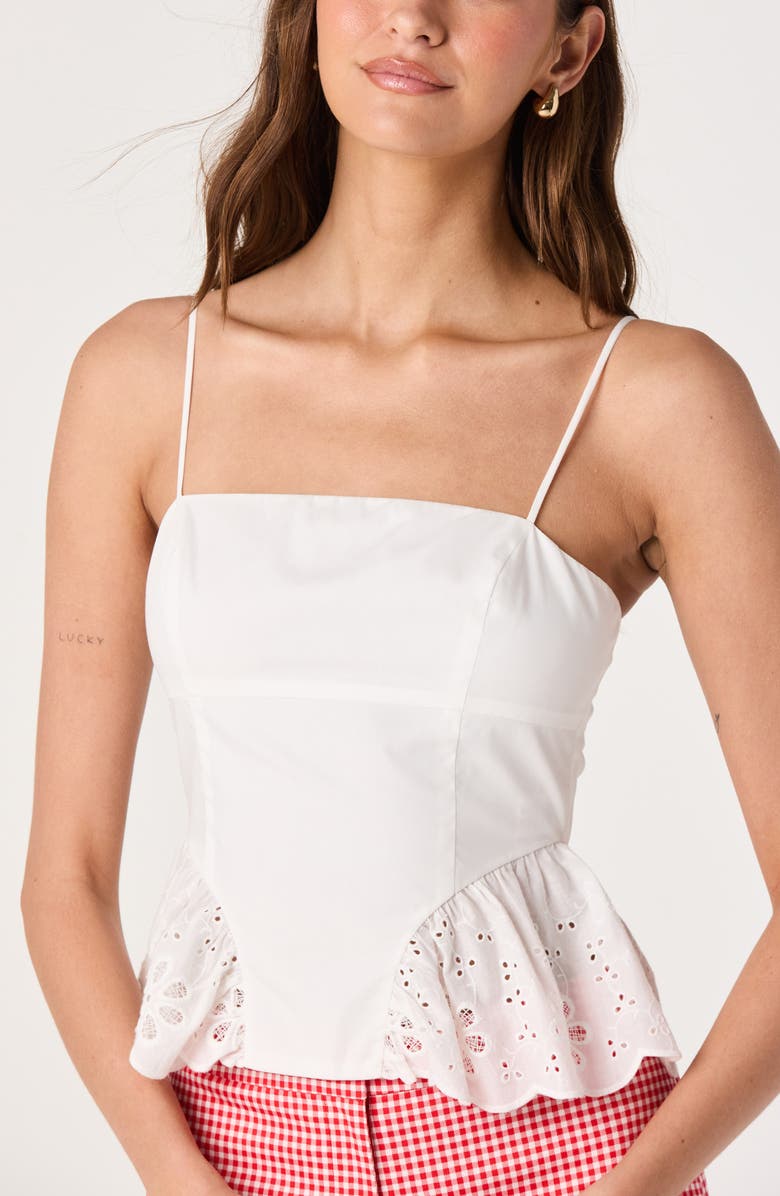 ASTR the Label Teale Eyelet Cotton Peplum Top, Alternate, color, White