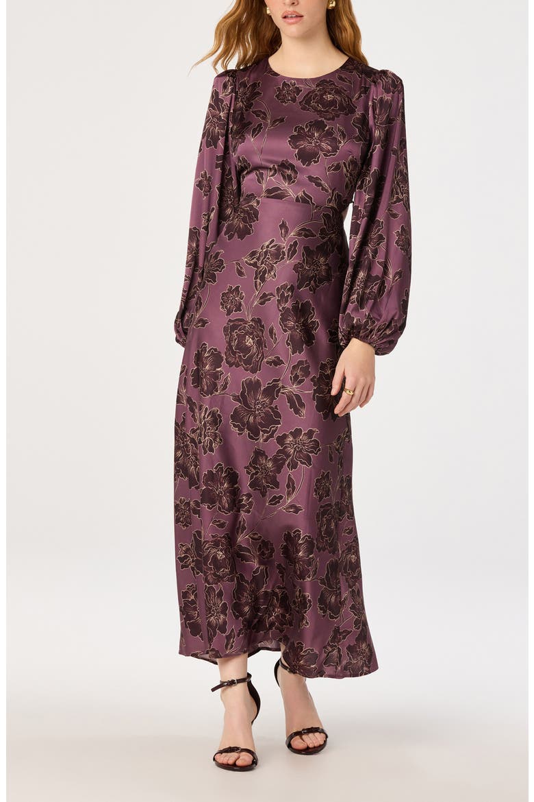 Quinn Bishop Sleeve Maxi Dress, Main, color, PLUM FLORAL