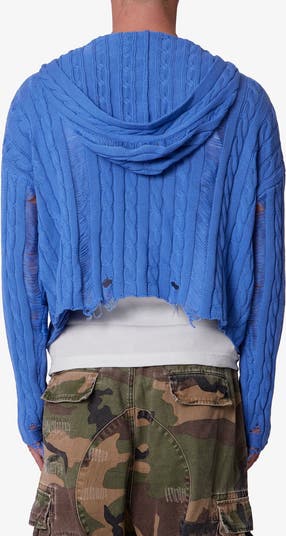 Front Zip Hooded Cable Stitch Sweater