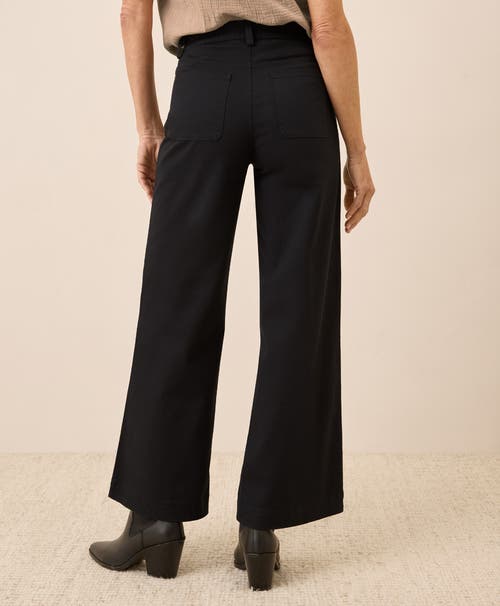 Pact Organic Cotton Stretch Twill Wide Leg Pant In Black
