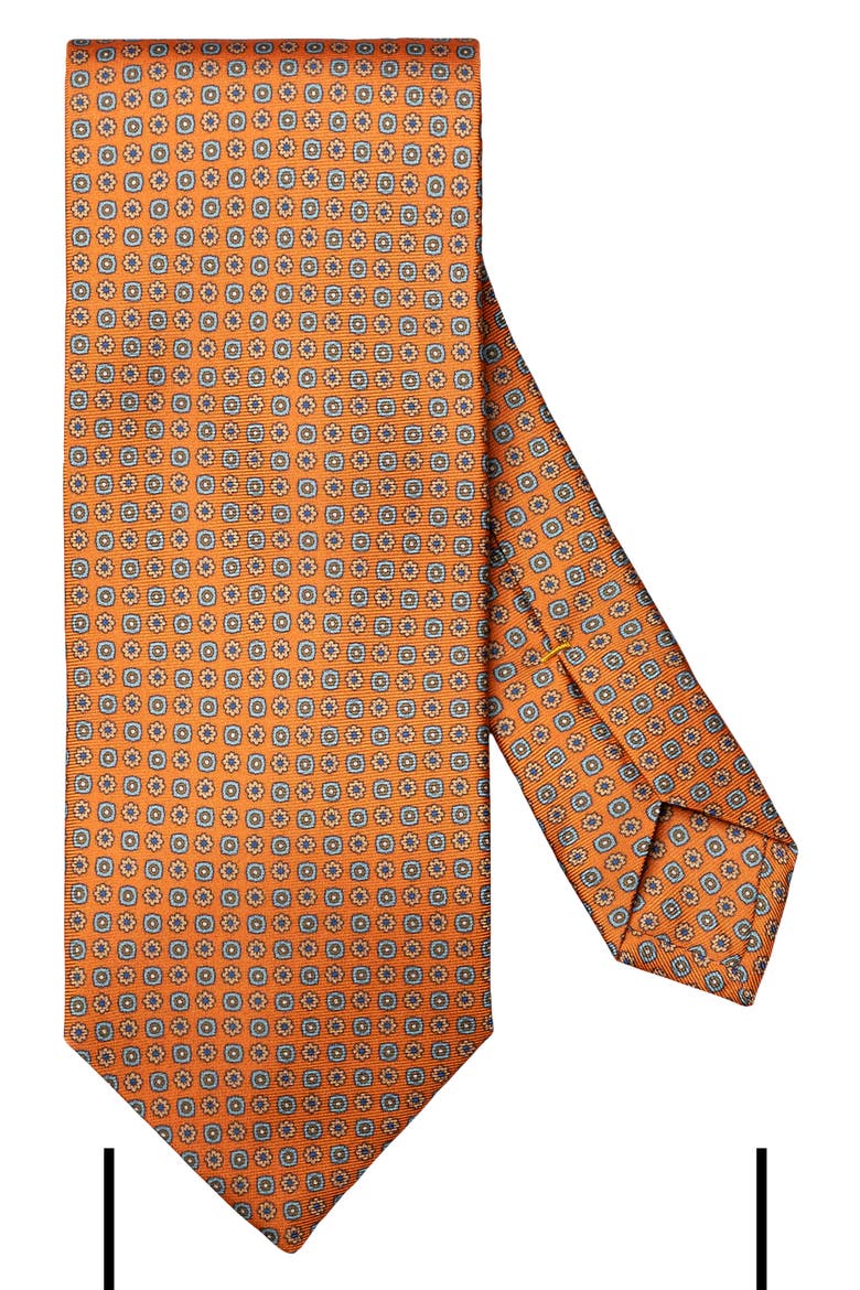 Micro Floral Silk Tie, Main, color, MEDIUM ORANGE