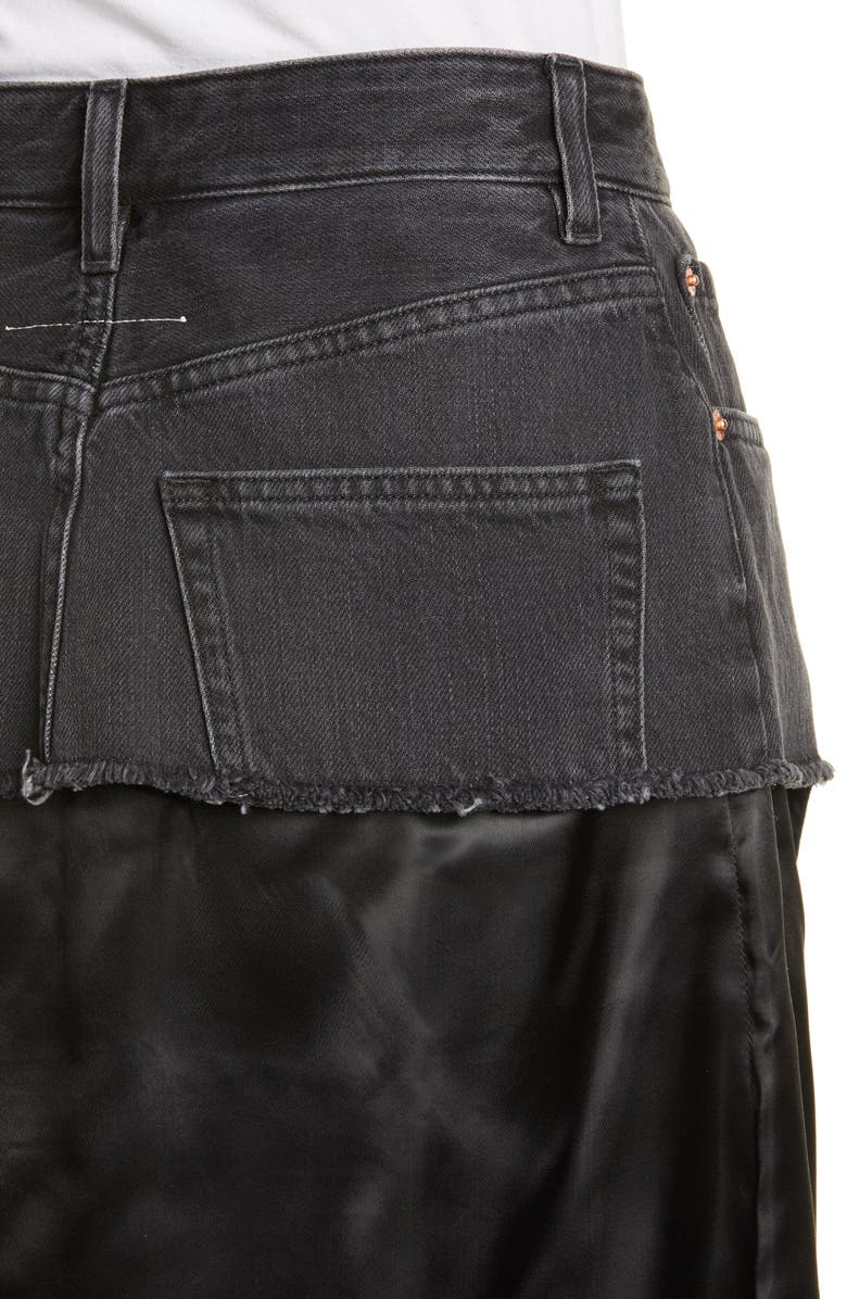 MM6 Maison Margiela Satin Contrast Denim Skirt, Alternate, color, 