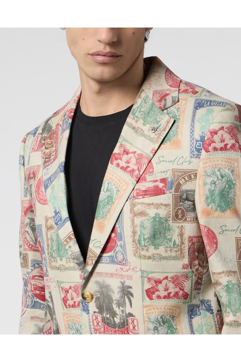 Printed Linen Blazer Gigolo Fit Men, Alternate, color, multicolor