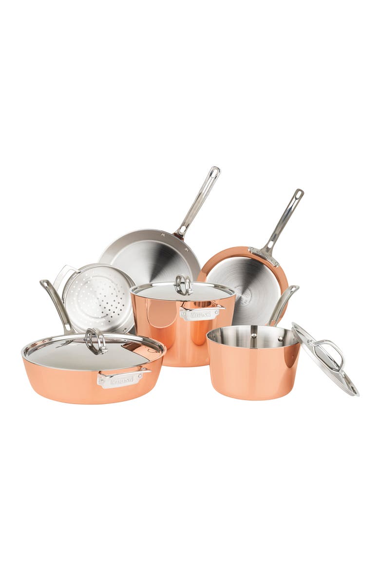 Contemporary 4-Ply Copper Clad 9-Piece Cookware Set, Main, color, COPPER