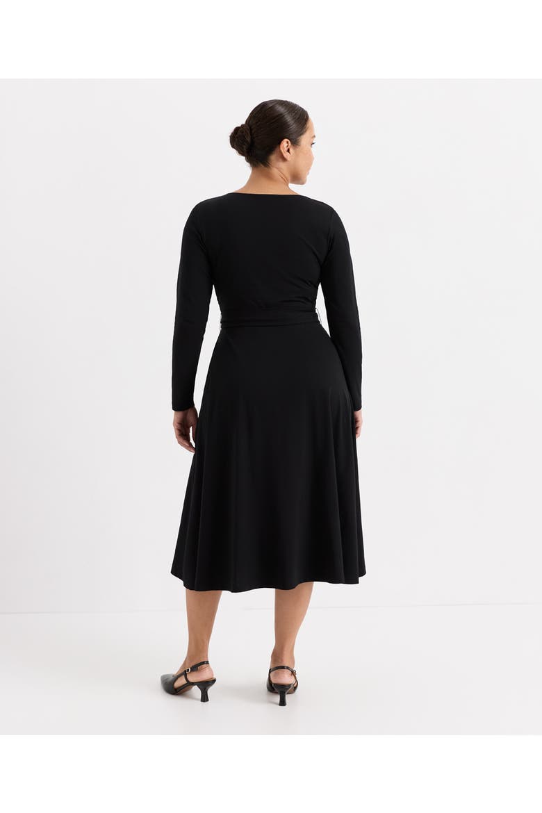 Fit & Flare Wrap Dress Made with Organic Cotton, Alternate, color, Black