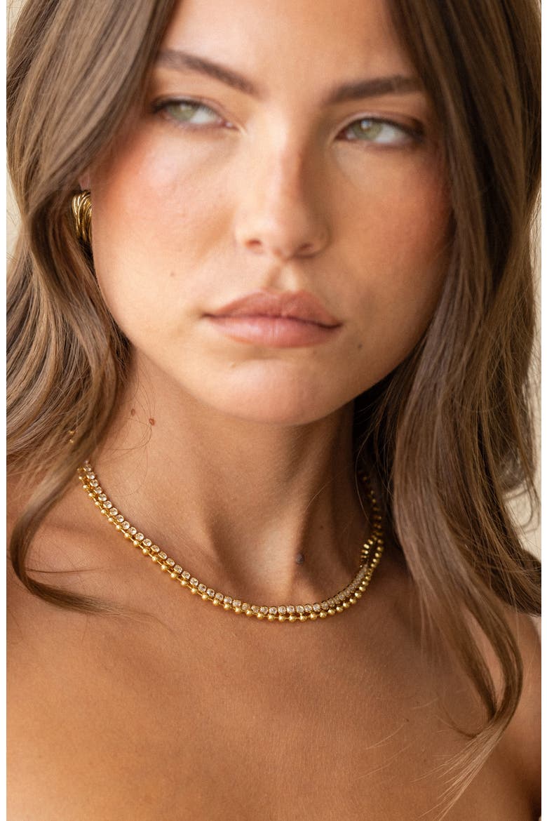 Elodie Layered Tennis Necklace, Alternate, color, GOLD