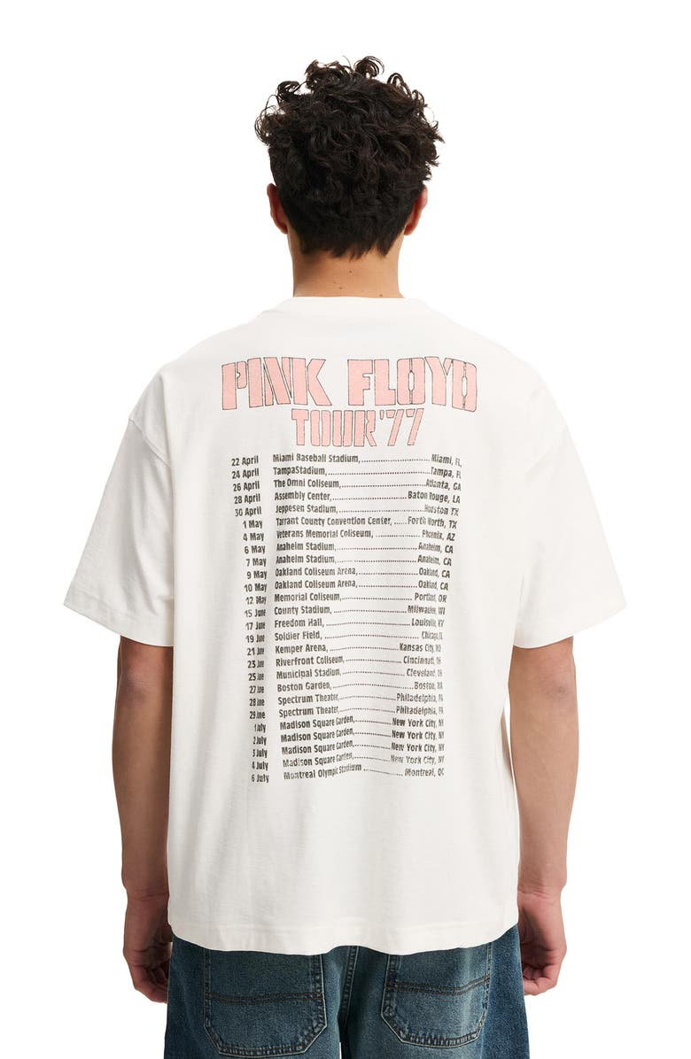 Cotton On Men's Box Fit Premium Music T-Shirt, Alternate, color, Vintage White  Pink Floyd -
