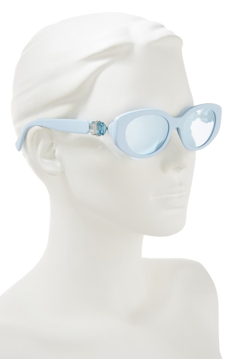 Swarovski 53mm Oval Sunglasses, Alternate, color, Light Blue
