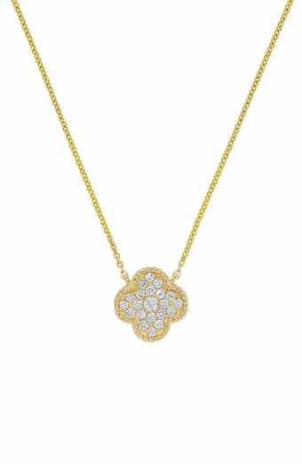 H.J. Namdar 14K Yellow Gold Pavé Diamond Clover Pendant Necklace - 0.17ct.