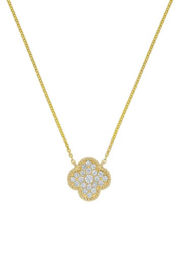 H.j. Namdar 14k Yellow Gold Pavé Diamond Clover Pendant Necklace In Yellow Gold