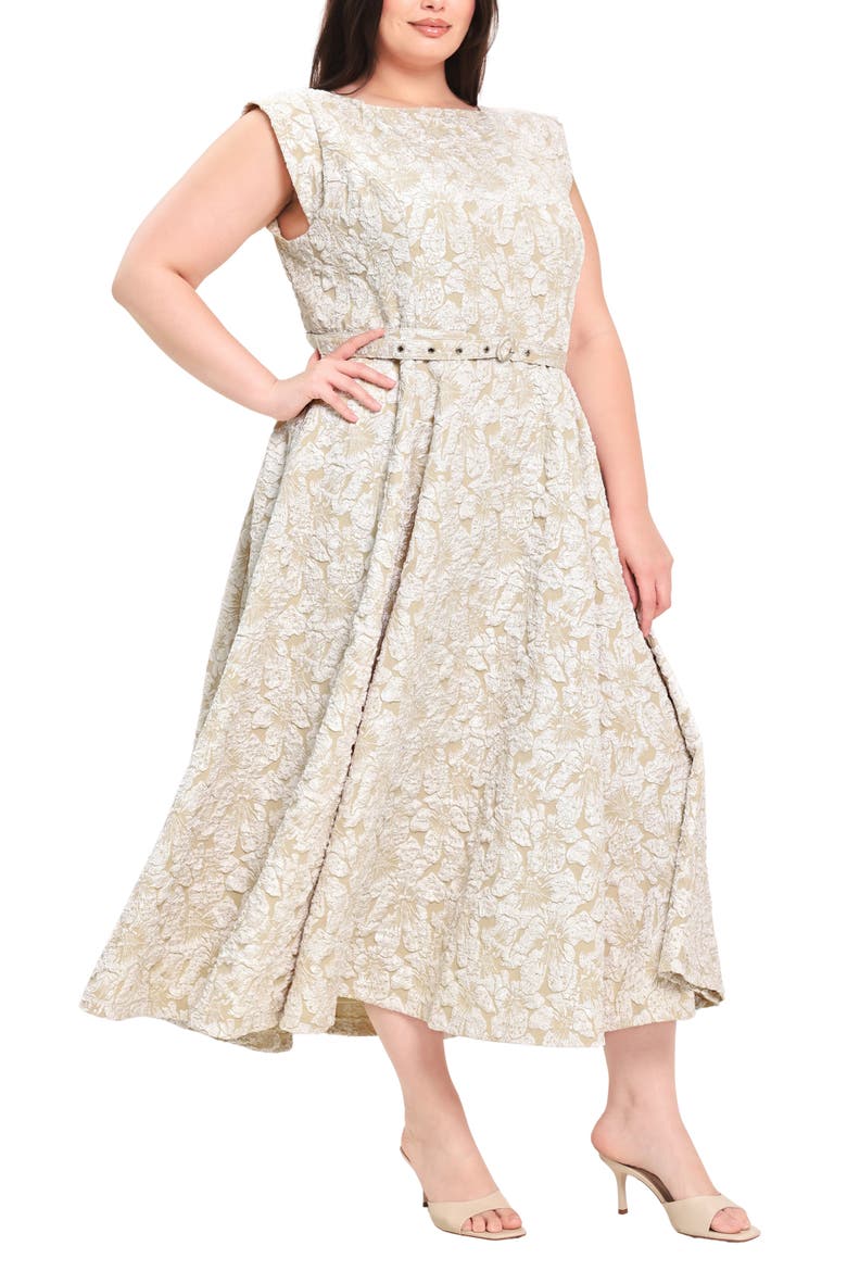 Jacquard Midi Dress, Alternate, color, IVORY