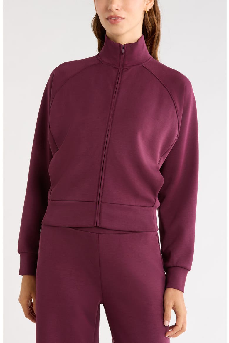 Cozy Luxe Track Jacket, Alternate, color, BURGUNDY STEM