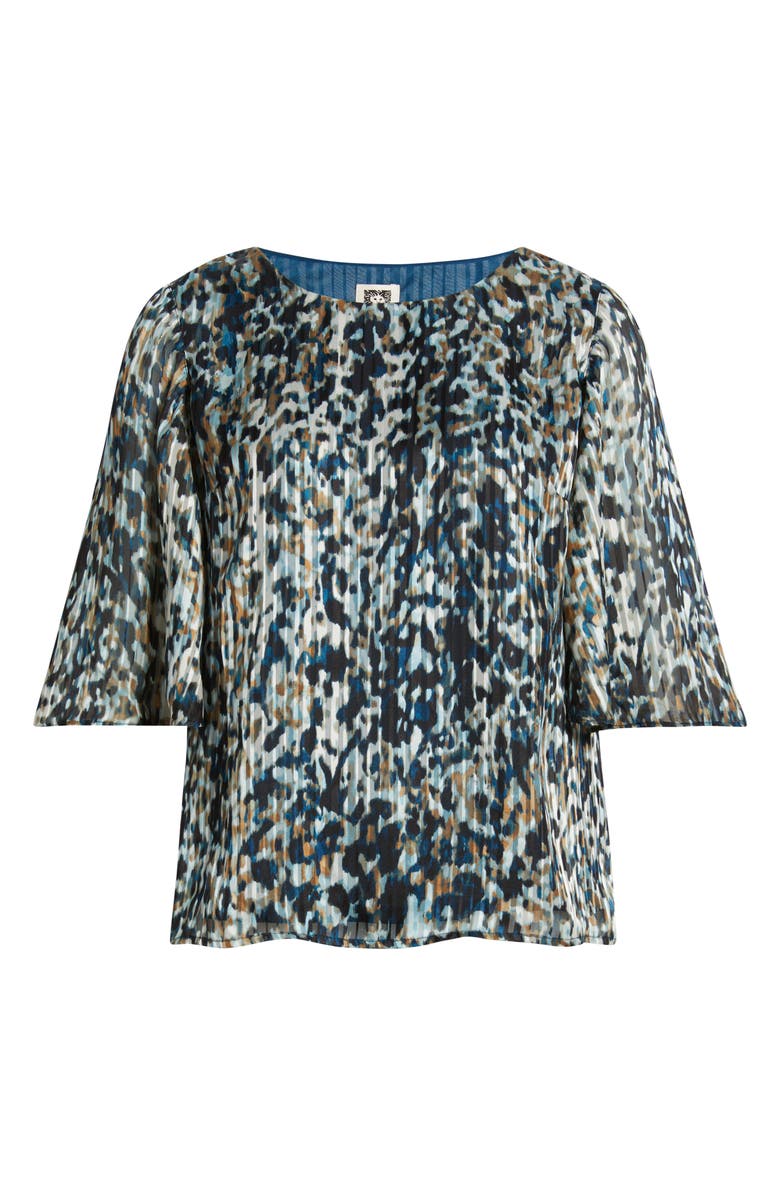 Anne Klein Splatter Print Cape Sleeve Top, Alternate, color, Baltic Teal Multi