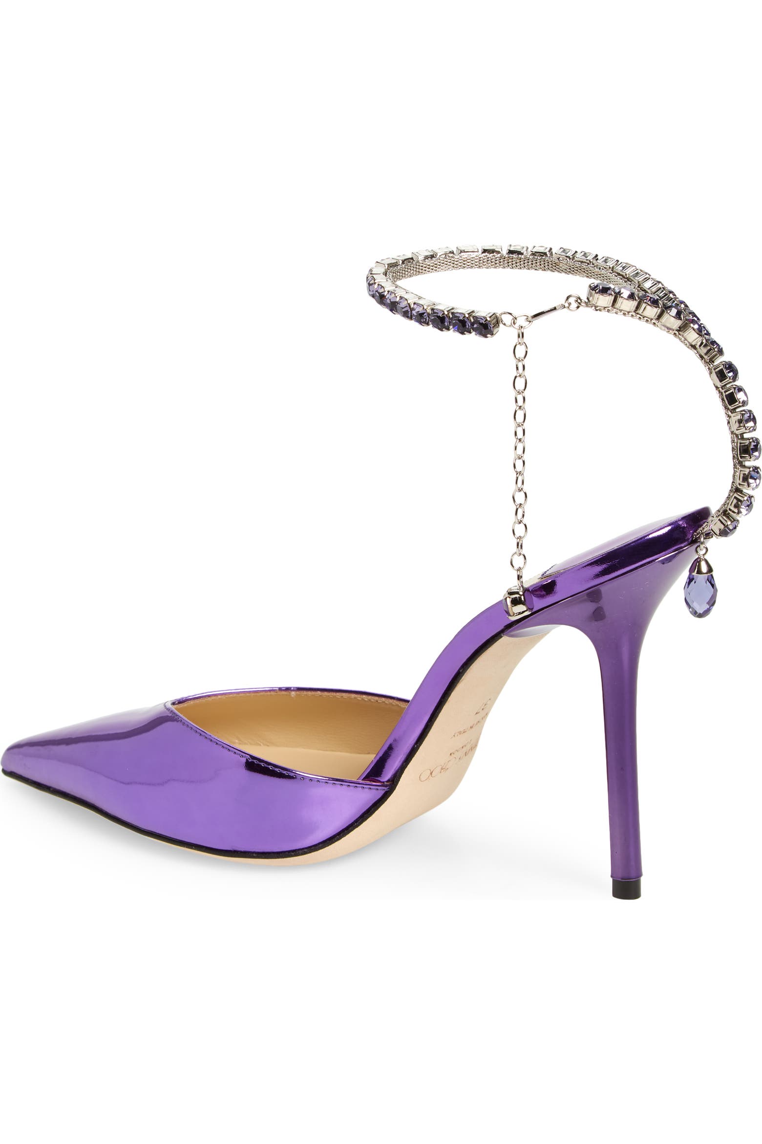 Crystal Toe Jimmy Choo Saeda Crystal Ankle Strap Pointed Toe Pump (Women) | Nordstrom