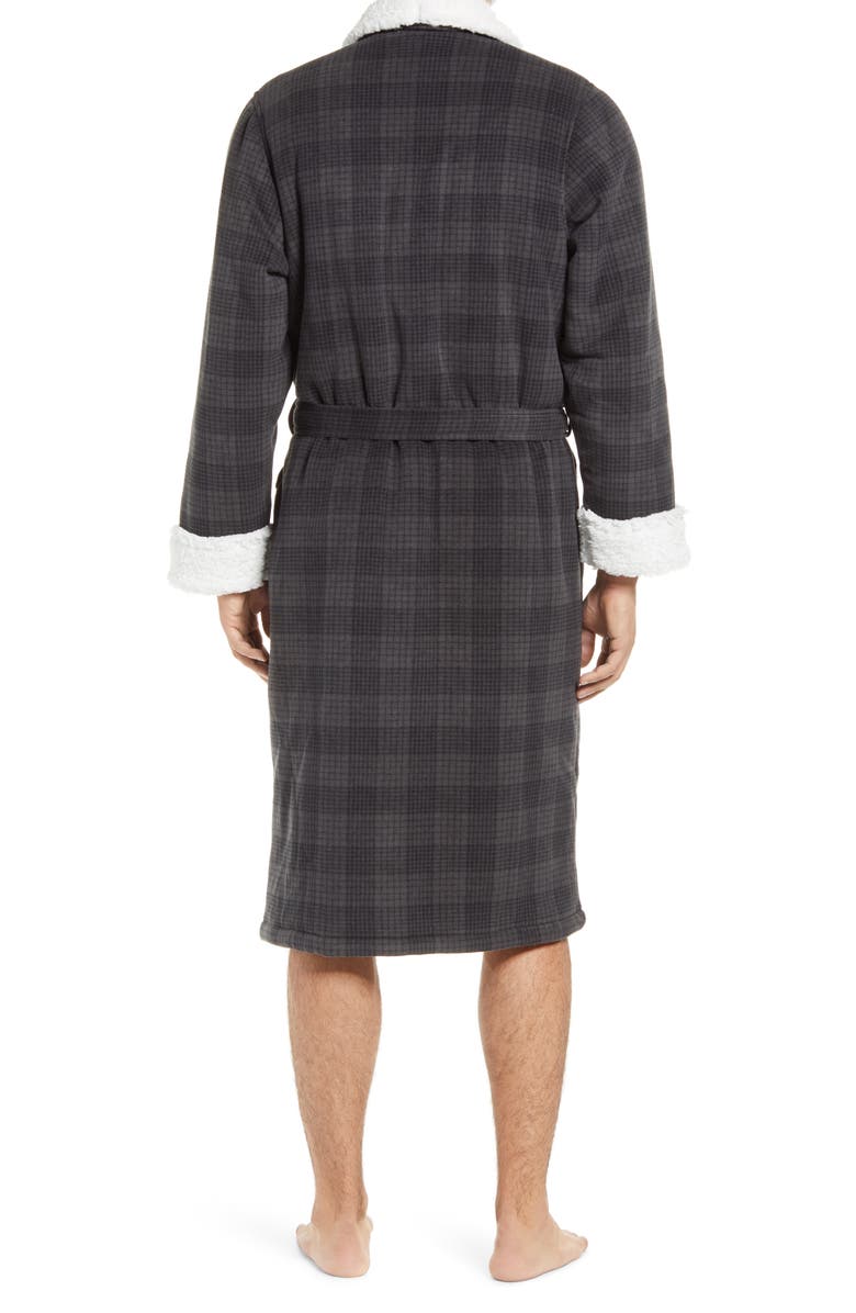 Nordstrom Plaid Fleece Robe with Faux Shearling Lining, Alternate, color, 