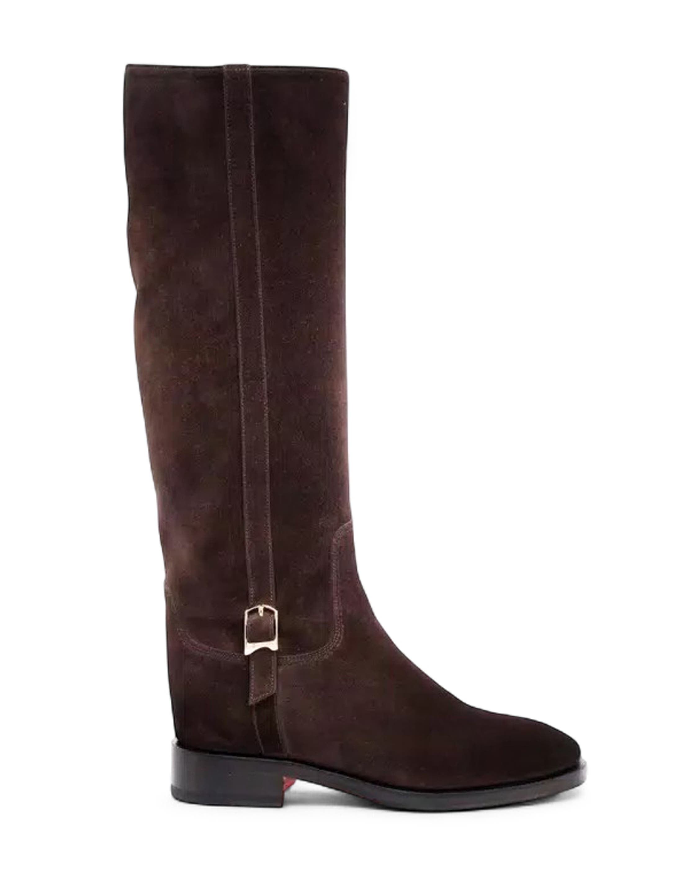Santoni Suede Riding Boot, Main, color, Brown