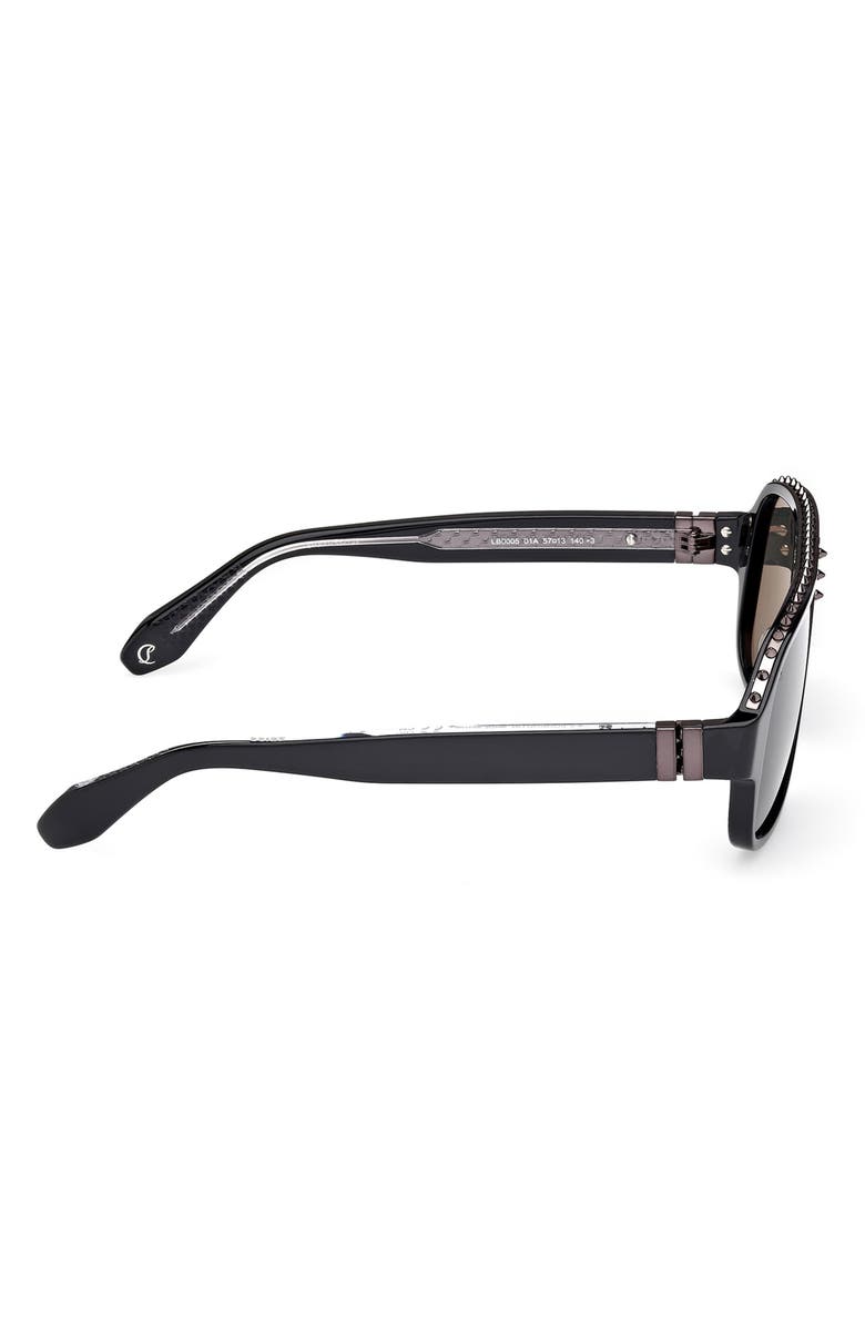 Christian Louboutin Roller 57mm Navigator Sunglasses, Alternate, color, Black/ Gunmetal/ Zeiss Smoke