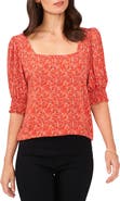 Chaus Floral Square Neck Top