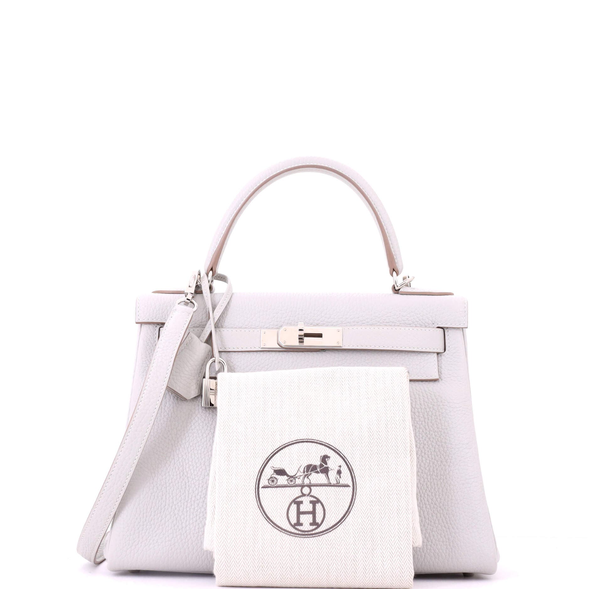 Pre-Owned Hermes Kelly Handbag Grey Clemence with Palladium Hardware 28, Alternate, color, Gris Perle