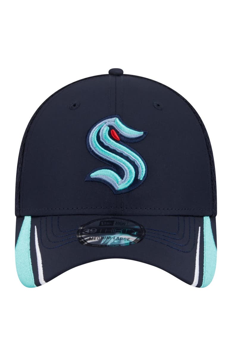 New Era Men's New Era  Deep Sea Blue Seattle Kraken Linear Featherweight 39THIRTY Flex Hat, Alternate, color, 