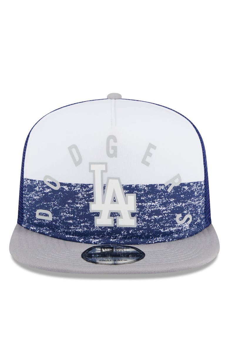 New Era Men's New Era White/Gray Los Angeles Dodgers Team Foam Front A-Frame Trucker 9FIFTY Snapback Hat, Alternate, color, White