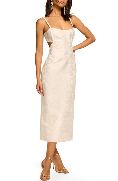 Eira Floral Jacquard Midi Dress
