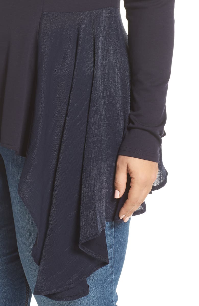 LOST INK Drape Side Mixed Media Top, Alternate, color,