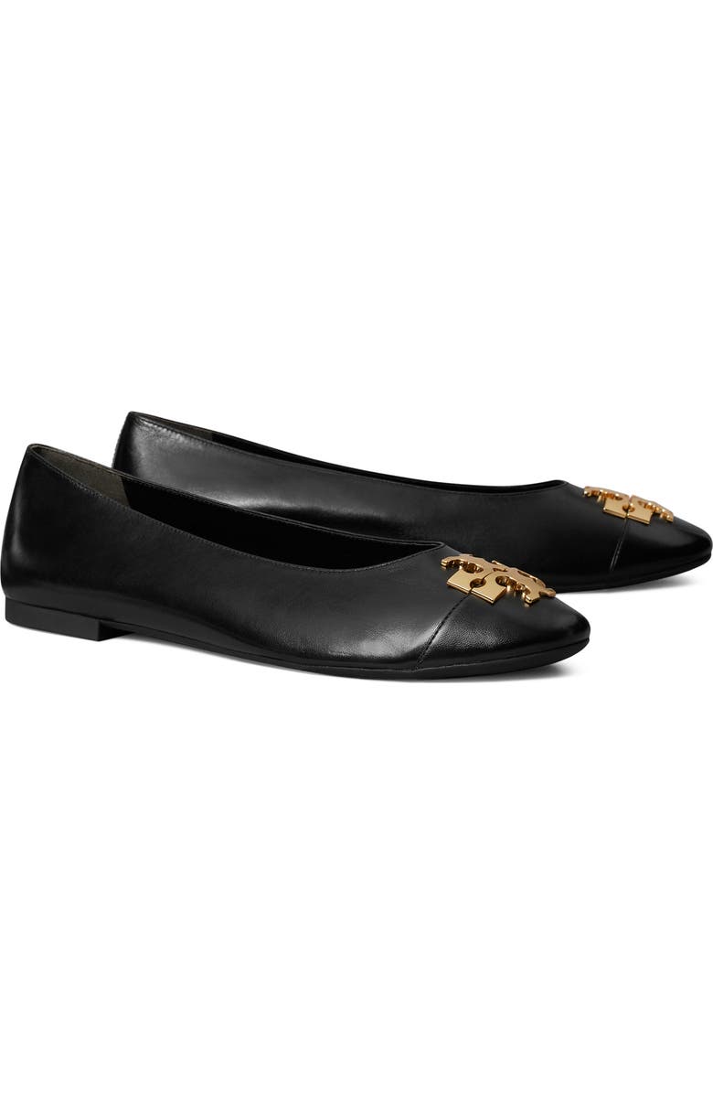 Tory Burch Charlie Cap Toe Ballet Flat, Main, color, Perfect Black / Gold