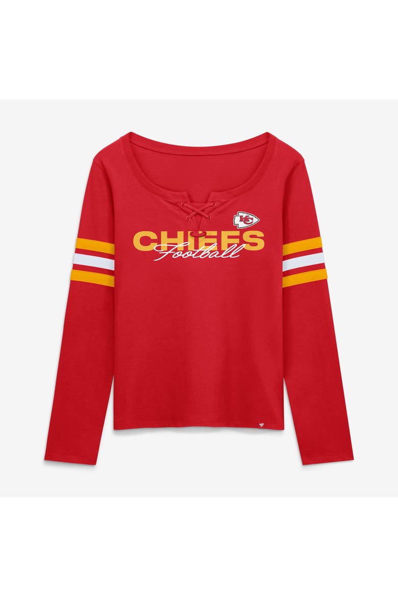 Women's Fanatics  Red Kansas City Chiefs Team First Coverage Scheme Lace-Up Long Sleeve T-Shirt, Main, color, Red