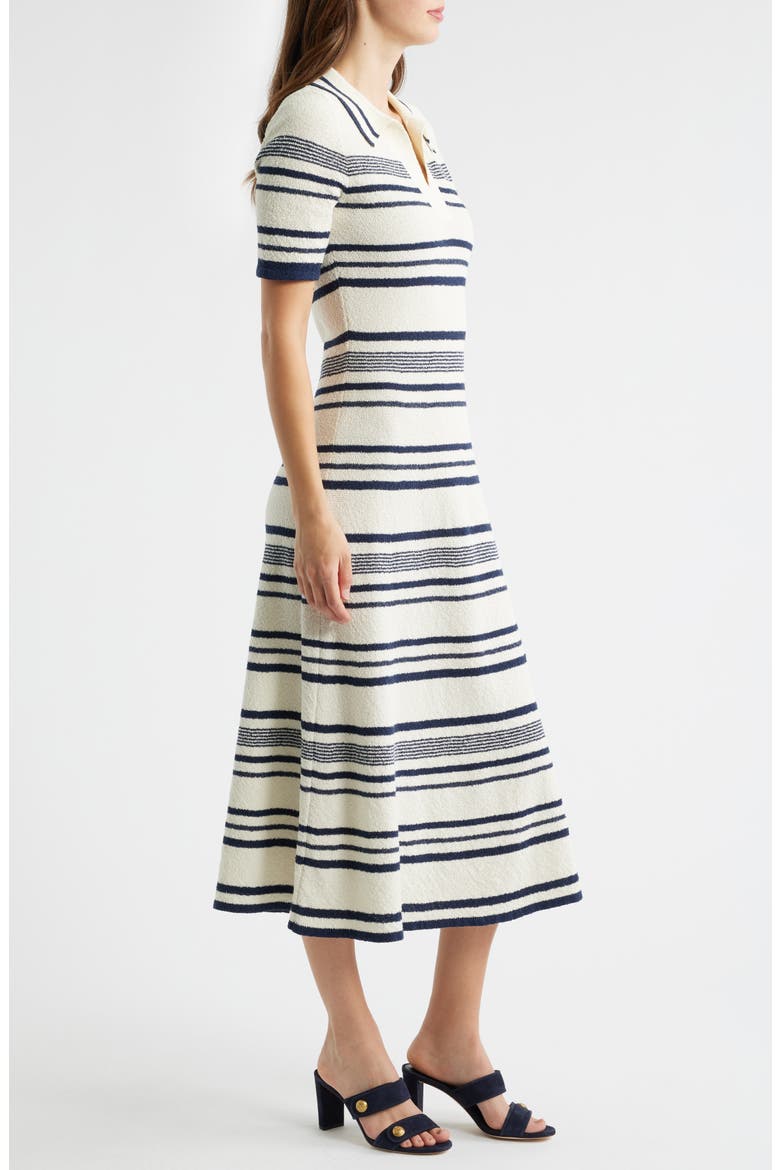 Stripe Midi Polo Sweater Dress, Alternate, color, NAVY
