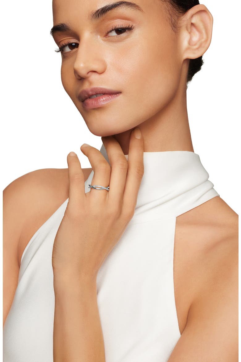 DY Lanai Band Ring in Platinum with Pavé Diamonds, Alternate, color, PLATINUM