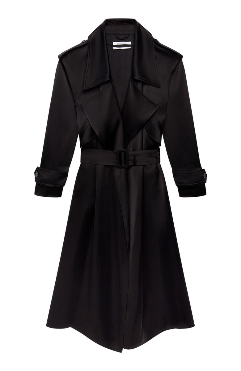 Another Tomorrow Satin Soft Trench, Alternate, color, Black
