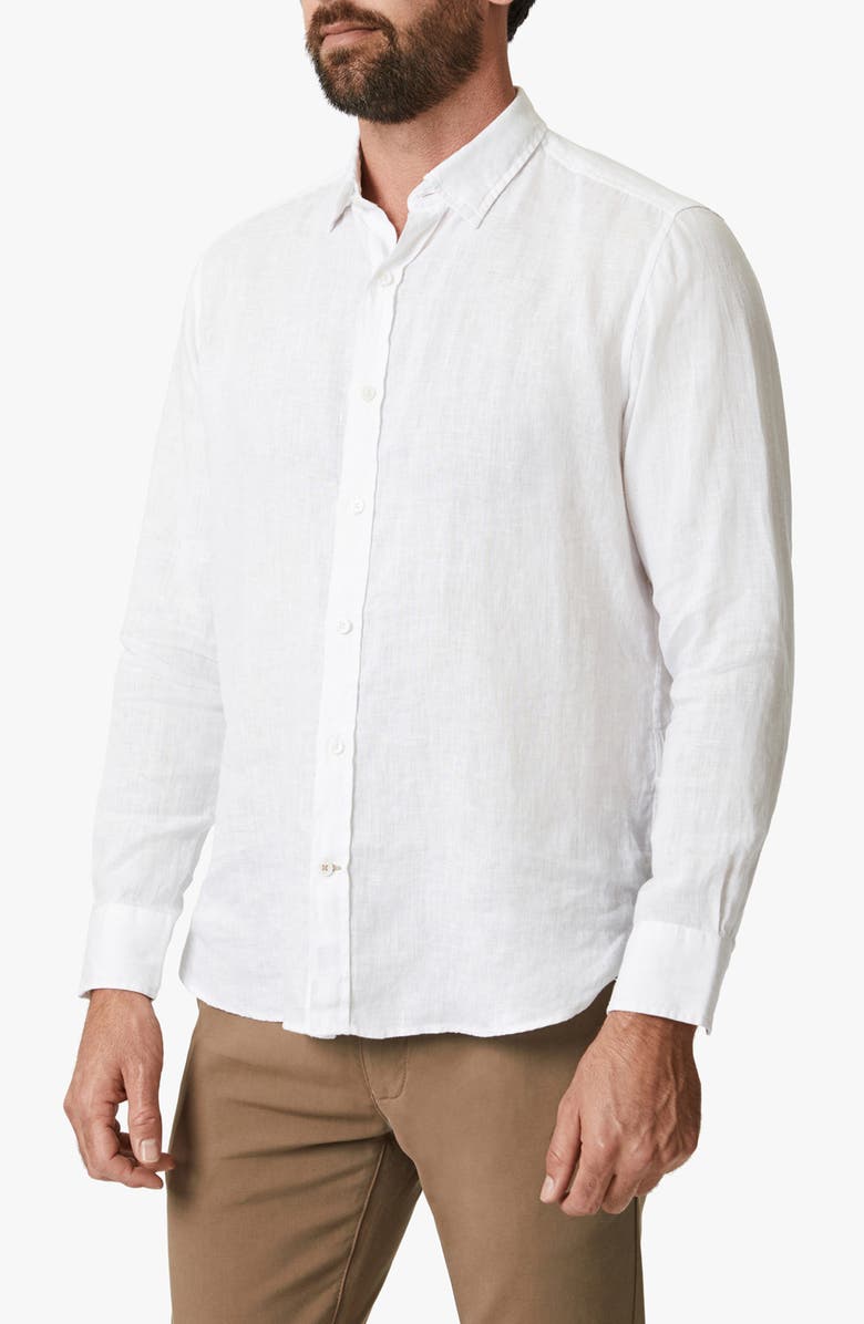 34 Heritage Linen Chambray Button-Up Shirt, Alternate, color, Bright White