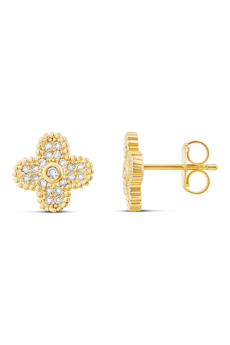 Pavé Clover Stud Earrings, Main, color, GOLD