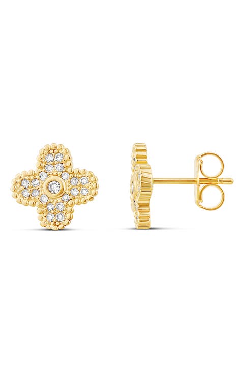 Pavé Clover Stud Earrings
