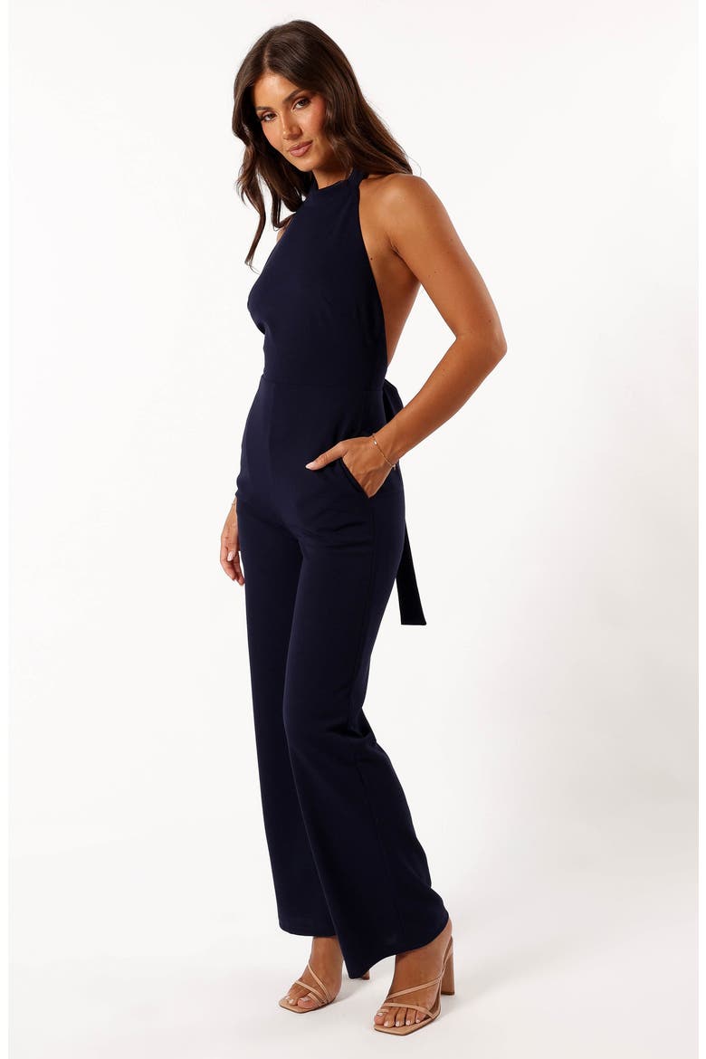 Clara Bow Back Halter Jumpsuit, Alternate, color, NAVY