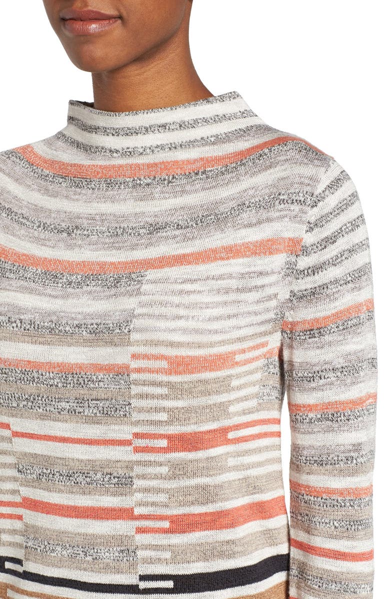 NIC+ZOE Stripe Knit Funnel Neck Top, Alternate, color, 